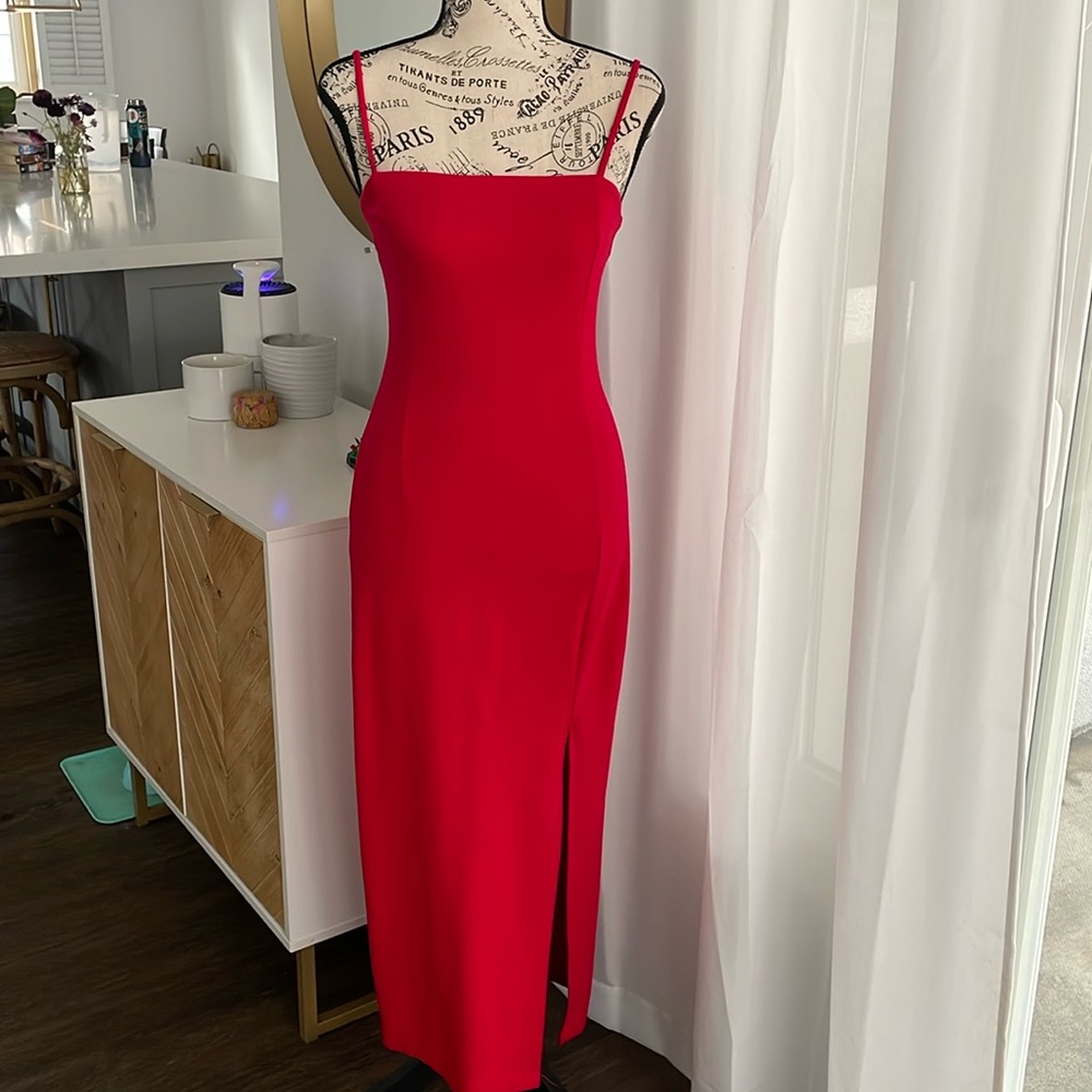 Long Spaghetti Strap Dress with a Slit